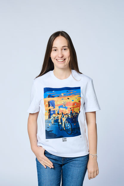 Bílé triko s motivem Kopcovité L'Etape 2025